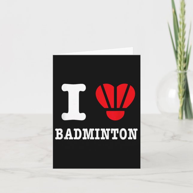 Jag älskar Badminton Tee – Rolig Shuttle Heart Par Kort (Framsida)