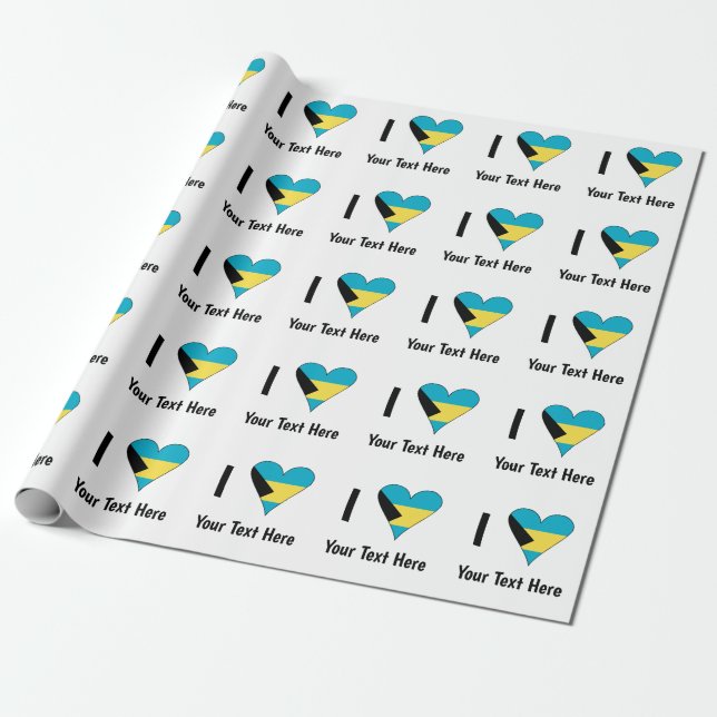 Jag älskar (Bahamas flagga hjärta) Personlig Presentpapper (Utrullad)