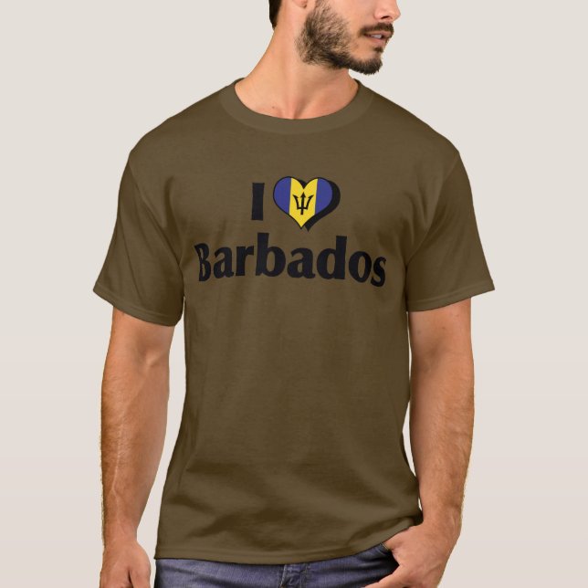 Jag älskar Barbados flagga T-shirt (Framsida)