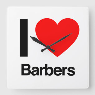 jag älskar barberare fyrkantig klocka