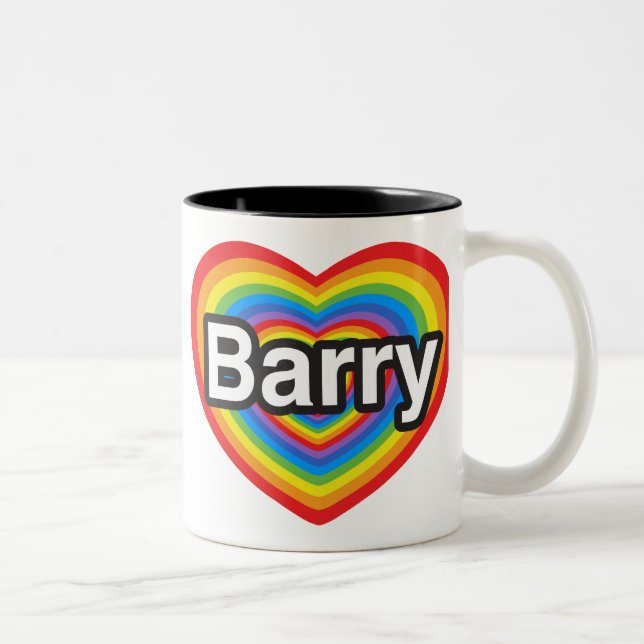 Jag älskar Barry. Jag älskar dig Barry. Hjärta Två-Tonad Mugg (Höger)
