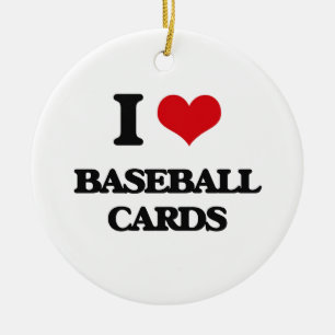 Jag älskar baseballkort julgransprydnad keramik
