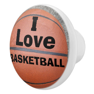Jag älskar basket keramisk knopp