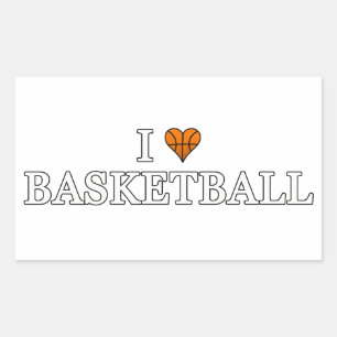 Jag älskar basket rektangulärt klistermärke