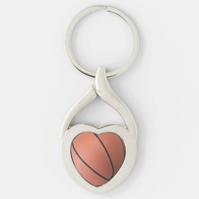 Jag älskar basket twisted heart silverfärgad nyckelring (Framsidan)