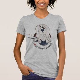 Jag älskar bassethundkvinna T-tröja för rund hals T Shirt