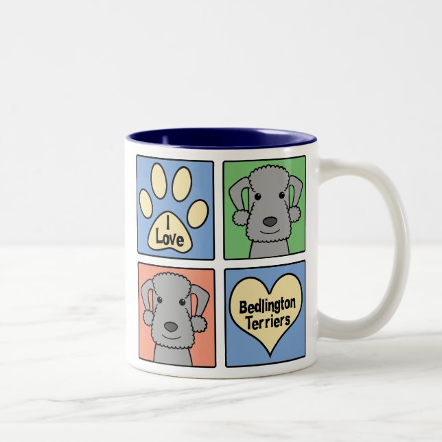 Jag älskar Bedlington Terriers Två-Tonad Mugg (Höger)