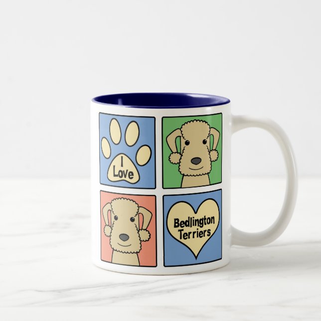 Jag älskar Bedlington Terriers Två-Tonad Mugg (Höger)