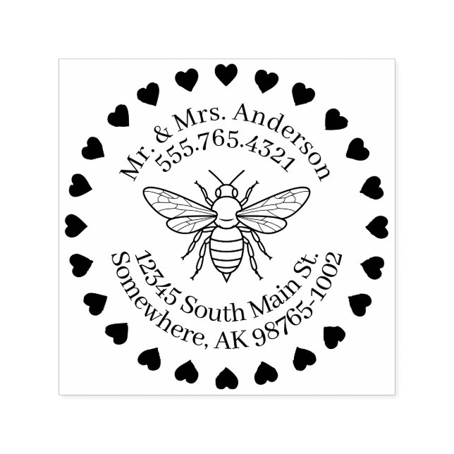 Jag älskar Bees personliga kontakt Självfärgande Stämpel (Design)