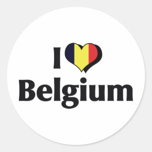 Jag älskar Belgiens flagga Runt Klistermärke