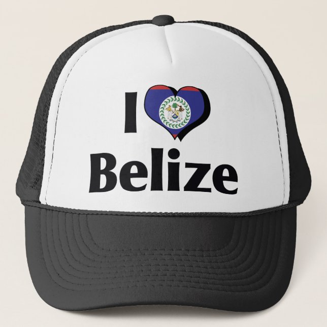 Jag älskar Belize flagga Truckerkeps (Framsida)