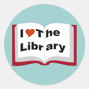 Jag älskar bibliotek runt klistermärke
