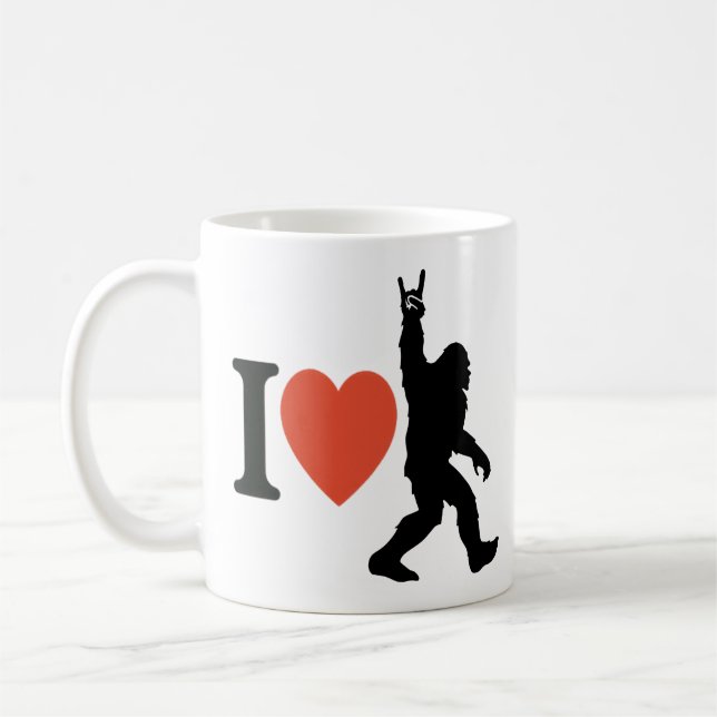 Jag älskar Bigfoot Rock On Kaffemugg (Vänster)