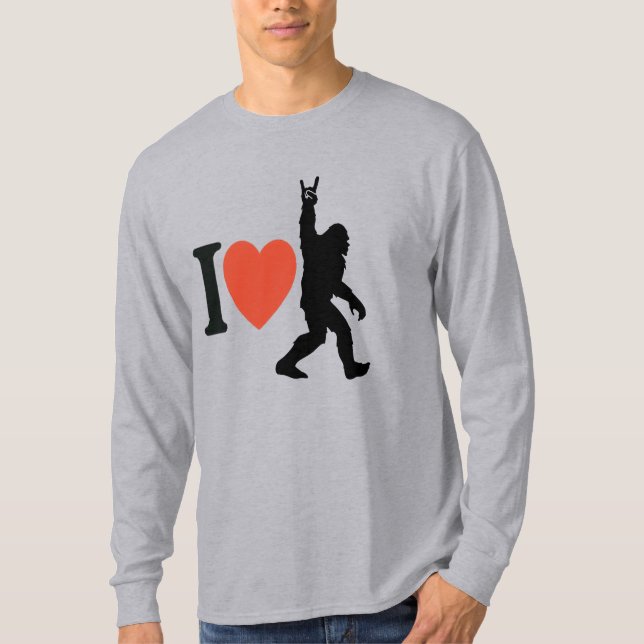 Jag älskar Bigfoot Rock On T Shirt (Framsida)