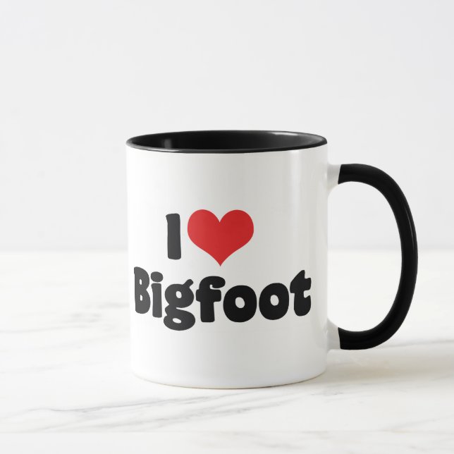 Jag älskar Bigfoot Sasquatch Yeti hjärta Mugg (Höger)