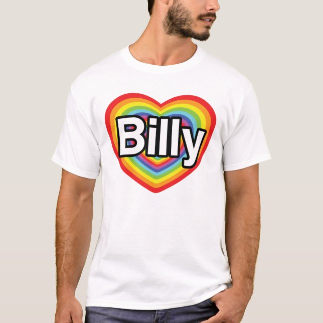 Jag älskar Billy: regnbågehjärta Tee (Framsida)