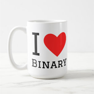 Jag älskar binär kaffemugg