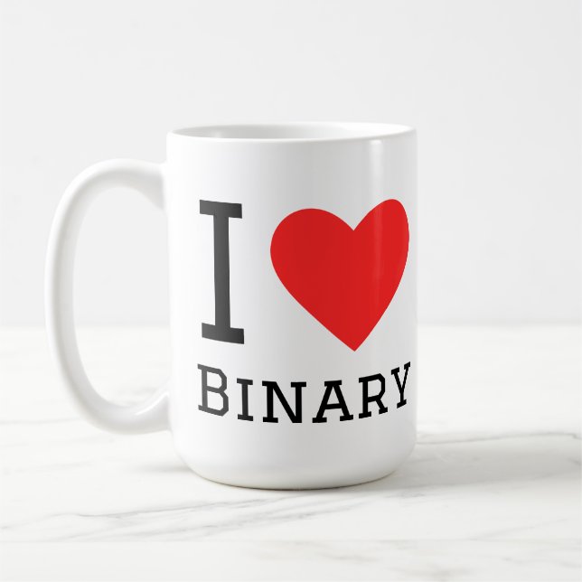 Jag älskar binär kaffemugg (Vänster)