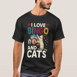 Jag älskar bingo och katter Rolig katt och bingo T Shirt