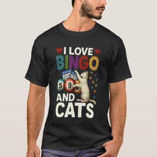 Jag älskar bingo och katter Rolig katt och bingo T Shirt