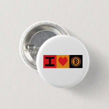 Jag älskar Bitcoin BTC 8-Bit Block | Knapp