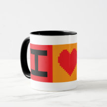 Jag älskar Bitcoin BTC 8-Bit Block | Mugg