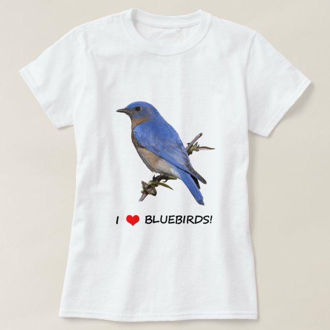 Jag älskar bluebirds (för hjärta) tee (Design framsida)