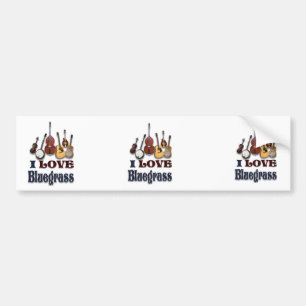 JAG ÄLSKAR BLUEGRASS--BUMPERKLISTERMÄRKEN BILDEKAL