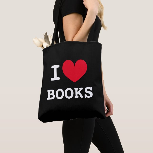 Jag älskar böcker axel tote bag för bokälskare tygkasse (Närbild)