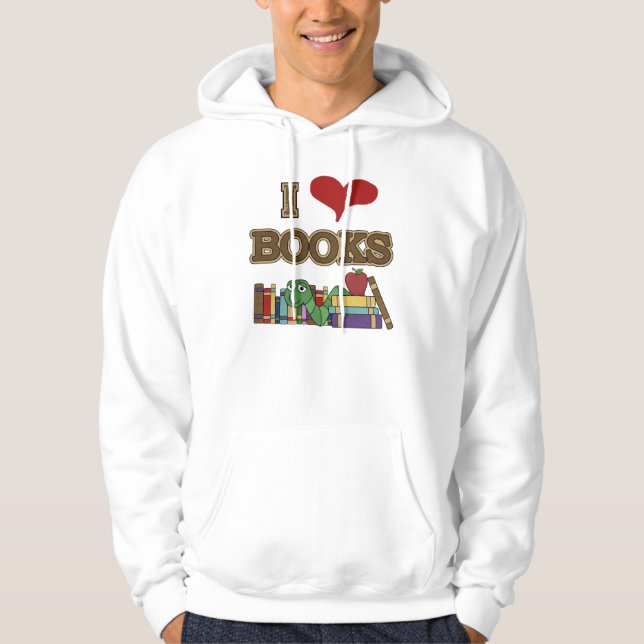 Jag älskar bokar sweatshirt med luva (Framsida)