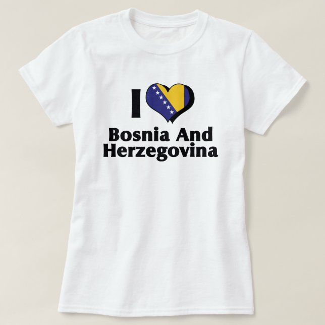 Jag älskar Bosnien och Hercegovinas flagga T Shirt (Design framsida)