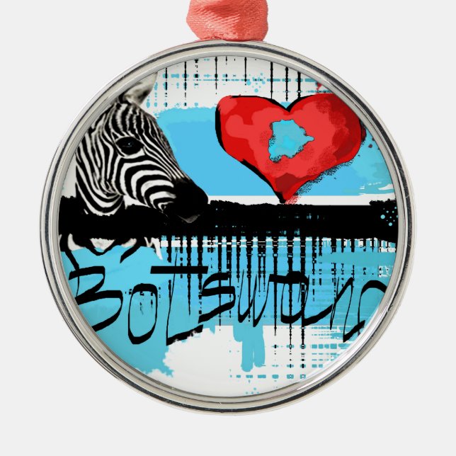 Jag älskar Botswana Julgransprydnad Metall (Framsidan)