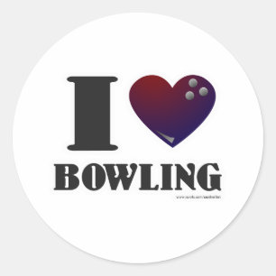 Jag älskar bowling runt klistermärke