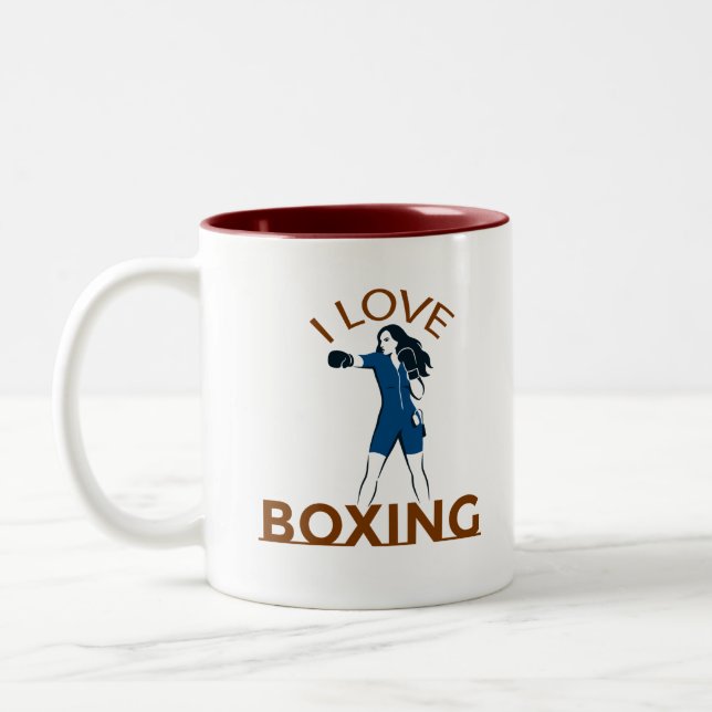 Jag älskar boxning  Två-Tonad mugg (Vänster)