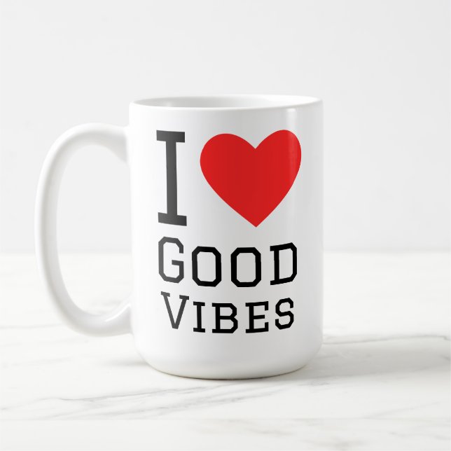 Jag älskar bra vibrationer kaffemugg (Vänster)