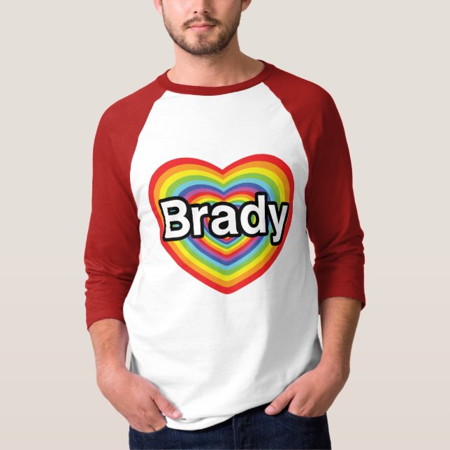 Jag älskar Brady: regnbågehjärta T-shirt (Framsida)