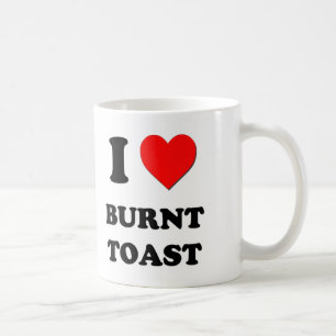 Jag älskar bränd rostat bröd kaffemugg