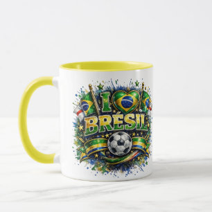 Jag älskar Brasilien 2026 Fotbollsfan Mugg