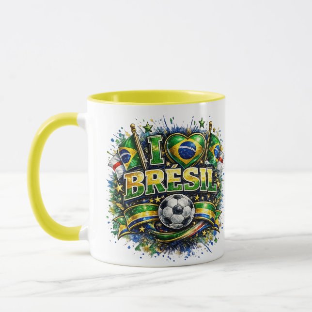 Jag älskar Brasilien 2026 Fotbollsfan  Mugg (Vänster)