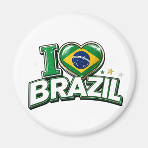 Jag älskar Brasilien Patriotisk fotbollsfan Bra Magnet