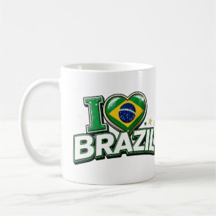 Jag älskar Brasilien Patriotisk fotbollsfanmugg Kaffemugg