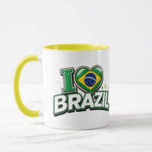 Jag älskar Brasilien Patriotisk fotbollsfanmugg Mugg