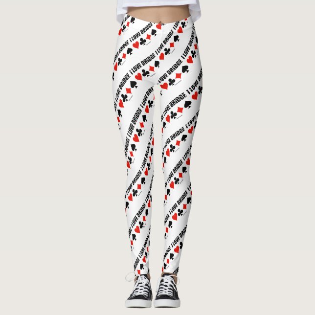 Jag älskar Bridge Fyra kortfärger Bridge Spel Atti Leggings (Framsida)