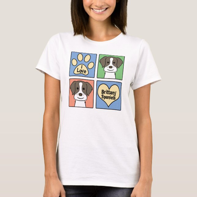 Jag älskar Brittany Spaniels Tee (Framsida)