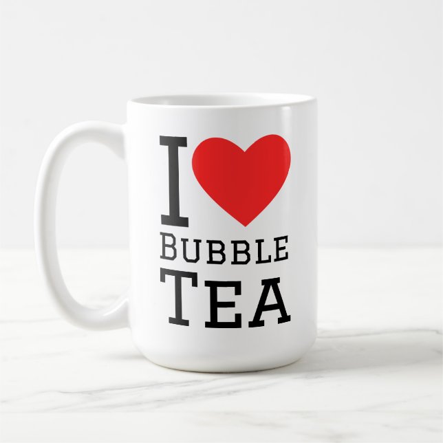 Jag älskar bubbel-te kaffemugg (Vänster)