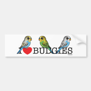 Jag älskar Budgies Bildekal