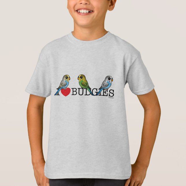 Jag älskar Budgies T-shirt (Framsida)