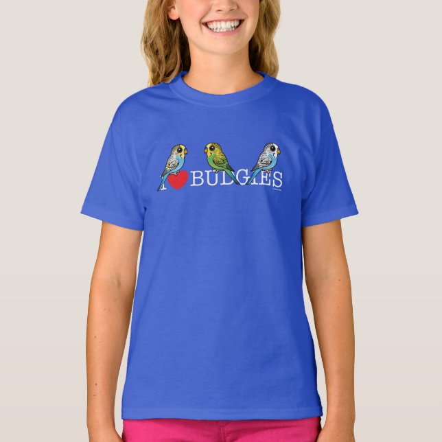 Jag älskar Budgies T-shirt (Framsida)