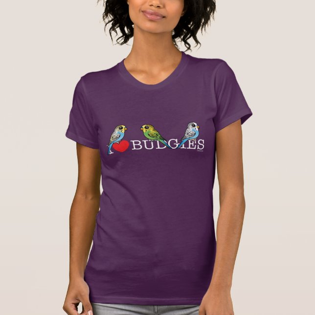 Jag älskar Budgies Tee Shirt (Framsida)