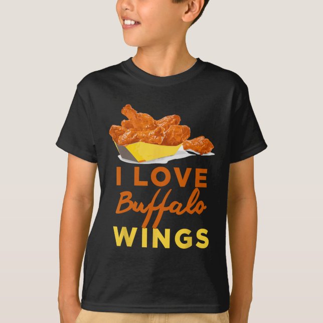 Jag älskar Buffalo Chicken Wings Bbq Rost Grilling T Shirt (Framsida)